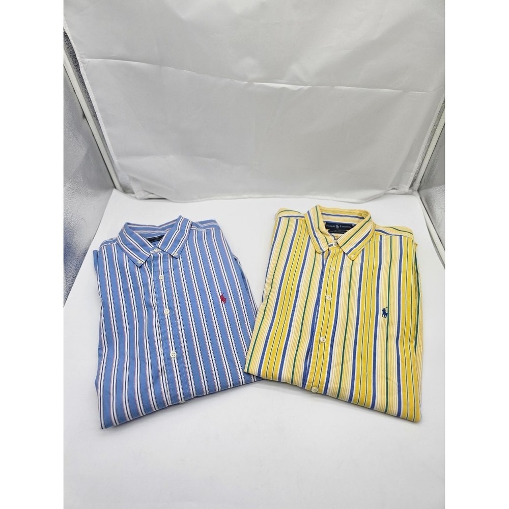 Men's Ralph Lauren  Bundle Preppy Blue Yellow Stripe Multi Size XL Blake Shirts